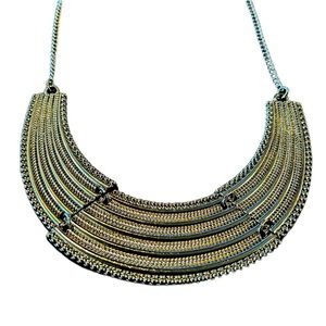 Silver tone Bib Statement Necklace